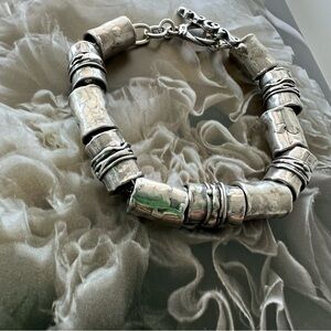 SHABLOOL • Hammered Tube Link Sterling Silver Bracelet